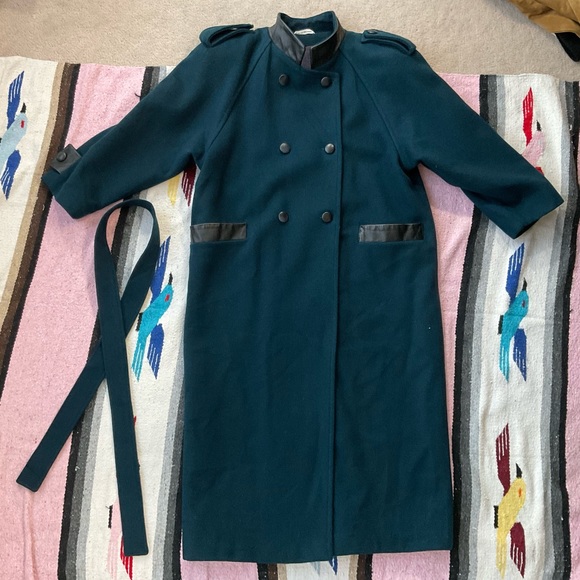 Vintage wool strong shoulder double breasted long coat - Picture 8 of 17